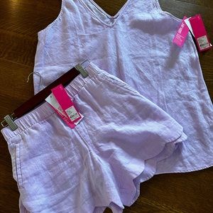Lilly Pulitzer Brea linen shorts and tank. Purple Iris. XL